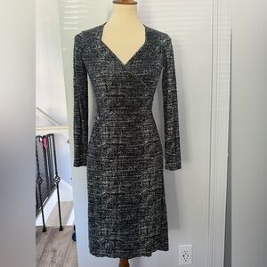 Banana Republic Black and Gray Long Sleeve Dress